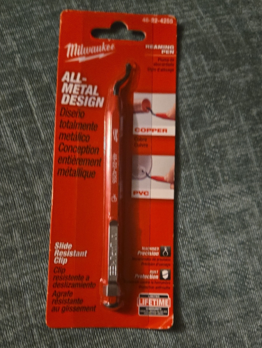 Milwaukee Red All-Metal Reaming Pin with Slide-Resistant Clip